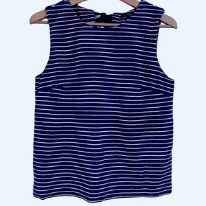 Banana Republic Blue & White Stripe Top with Ribbon-Tie Keyhole Back - women S